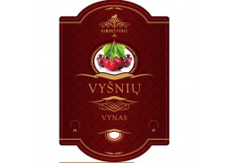 Sodo ir daržo prekės. Vyno gamybos įranga, medžiagos vyno gamybai. Etiketė bordo Vyšnių vynas 