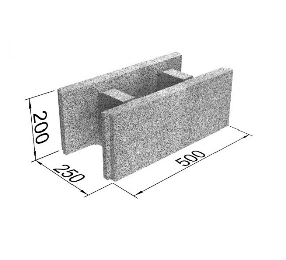 Statybinės medžiagos. Blokeliai. Keramzitiniai blokeliai. Fibo pamatinis blokas 25, 200x250x510 mm 