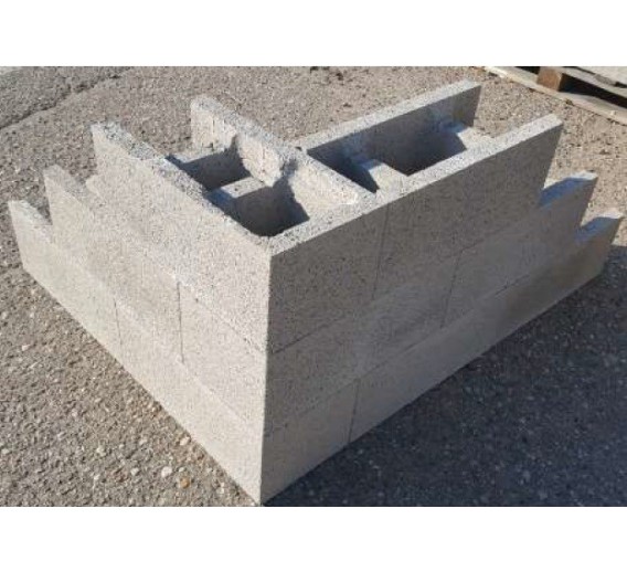 Statybinės medžiagos. Blokeliai. Keramzitiniai blokeliai. Fibo pamatinis kampinis blokas 25, 200x250x510 mm 