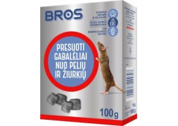 Sodo ir daržo prekės. Priemonės prieš kenkėjus. Priemonės prieš žiurkes, peles ir kurmius. Gabalėliai nuo pelių ir žiurkių BROS, 100 g 