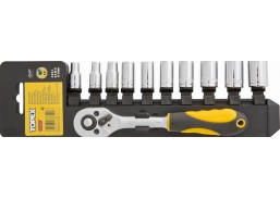 Galvučių rinkinys 38D650 Topex su terkšle 1/4 4-13 mm 