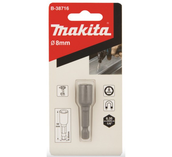 Darbo įrankiai. Mechaniniai įrankiai. Atsuktuvai, antgaliai. Sukimo antgaliai. Galvutė magnetinė 8 mm B-38716 