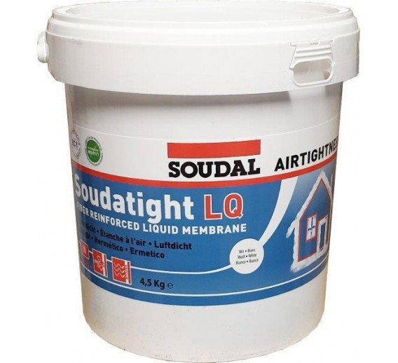 Statybinės medžiagos. Hidroizoliacinės medžiagos. Hidroizoliacinės mastikos ir mišiniai. Garo izoliacinė mastika SOUDAL SOUDATIGHT LQ balta 4,5 kg 