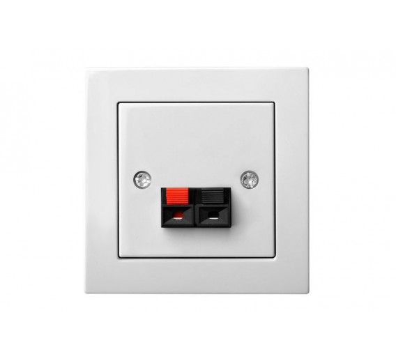 Elektros prekės. Instaliacija - kištukiniai lizdai, jungikliai ir kt.. Liregus jungikliai, kištukiniai lizdai ir kt.. Liregus EPSILON serija baltos spalvos. Garsiakalbio lizdas 2 spaustukai be rėmelio IGL-2-01 E/B 