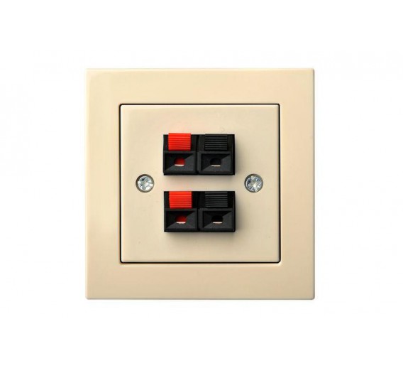 Elektros prekės. Instaliacija - kištukiniai lizdai, jungikliai ir kt.. Liregus jungikliai, kištukiniai lizdai ir kt.. Liregus EPSILON serija smėlio spalvos. Garsiakalbio lizdas EPSILON IGL-4-01 E/S smėlio sp. 