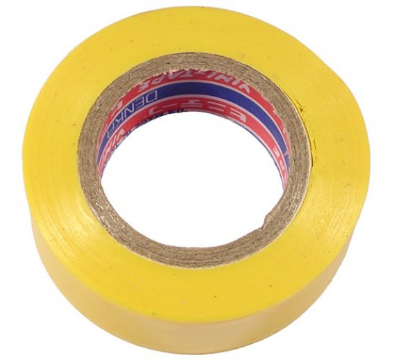 Elektros prekės. Laidai ir kabeliai. Izoliacija laidams ir kabeliams. Geltona izoliacinė juosta Vini Tape 0,15x19 mm, 9m 