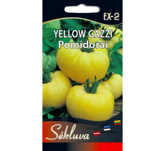 Sodo ir daržo prekės. Sėklos, daigyklos, durpinės tabletės. Pomidorų sėklos. Geltoni pomidorai YELLOW GAZZI