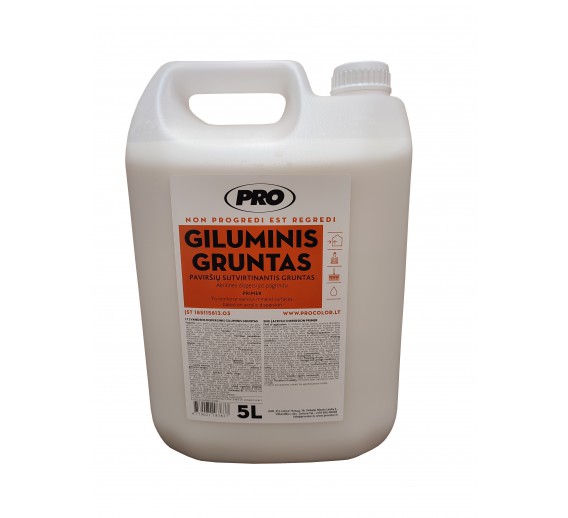 Dažai. Glaistas, gruntas, klijai, skiedikliai. Gruntai. Gruntas betonui, plokštėms. Giluminis gruntas PRO 5l 