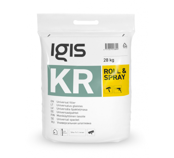 Dažai. Glaistas, gruntas, klijai, skiedikliai. Glaistai. Statybinis glaistas. Glaistas IGIS KR purškiamas 28kg 