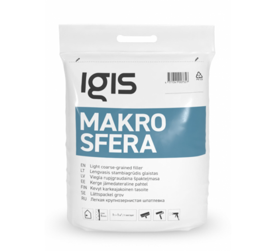 Dažai. Glaistas, gruntas, klijai, skiedikliai. Glaistai. Statybinis glaistas. Glaistas IGIS MAKROSFERA 15 l maišas