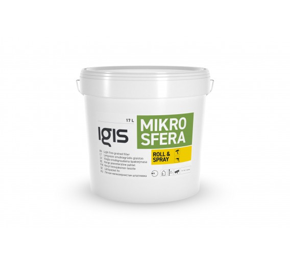 Dažai. Glaistas, gruntas, klijai, skiedikliai. Glaistai. Statybinis glaistas. Glaistas IGIS MIKROSFERA, 17 L 