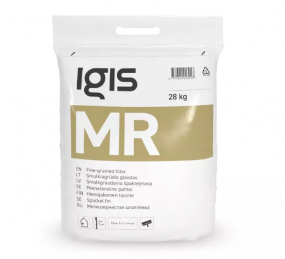 Dažai. Glaistas, gruntas, klijai, skiedikliai. Glaistai. Statybinis glaistas. Glaistas IGIS MR maišuose po 28 kg 