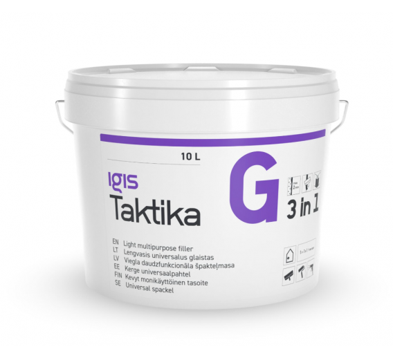 Dažai. Glaistas, gruntas, klijai, skiedikliai. Glaistai. Statybinis glaistas. Glaistas IGIS Taktika G, 10 l 