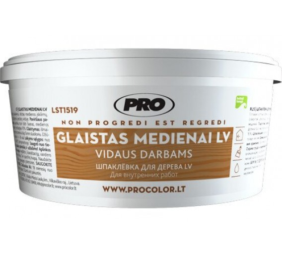 Dažai. Glaistas, gruntas, klijai, skiedikliai. Glaistai. Glaistas medienai, parketo glaistas. Glaistas medžiui LV PRO, tamsus, 0,4 kg 