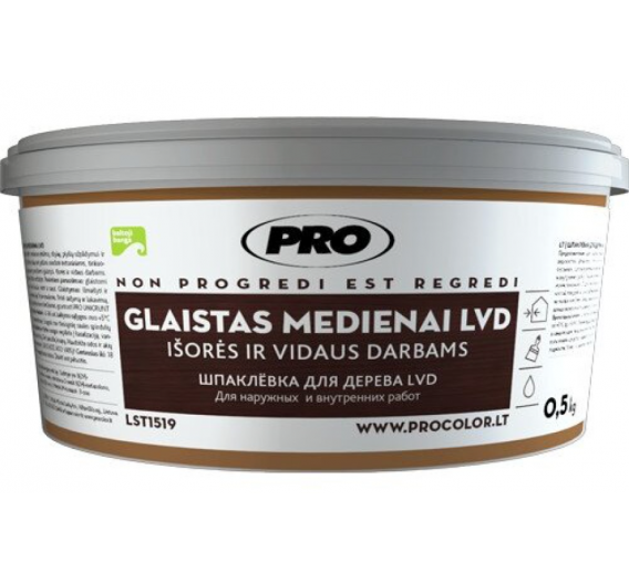 Dažai. Glaistas, gruntas, klijai, skiedikliai. Glaistai. Glaistas medienai, parketo glaistas. Glaistas medžiui LVD PRO pušis sp., 0,5 kg