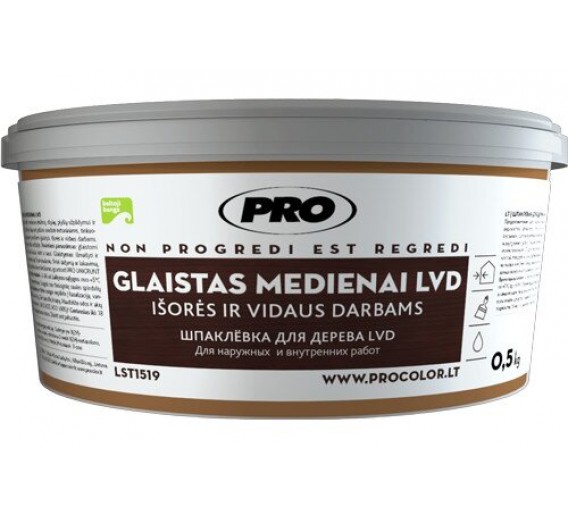 Dažai. Glaistas, gruntas, klijai, skiedikliai. Glaistai. Glaistas medienai, parketo glaistas. Glaistas medžiui LVD PRO, uosio sp., 0,5 kg 