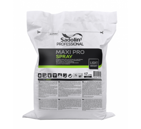 Dažai. Glaistas, gruntas, klijai, skiedikliai. Glaistai. Statybinis glaistas. Glaistas Sadolin Professional MAXI PRO SPRAY, 17 l 