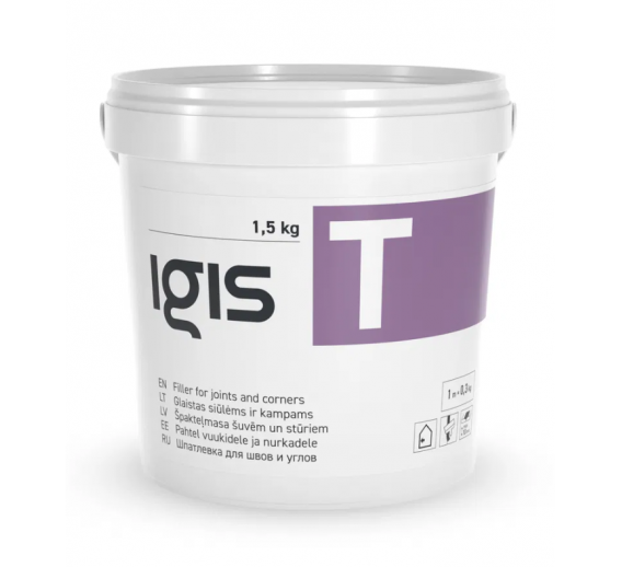Dažai. Glaistas, gruntas, klijai, skiedikliai. Glaistai. Statybinis glaistas. Glaistas siūlėms IGIS T 1,5 kg 