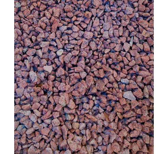 Aplinkos tvarkymo elementai. Sodo ir daržo prekės. Dekoratyvinis akmuo, skaldelės, mulčias. Granito skalda Vanga raudona frakcija 10/20 mm 20 kg 