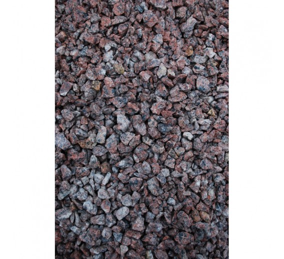 Aplinkos tvarkymo elementai. Sodo ir daržo prekės. Dekoratyvinis akmuo, skaldelės, mulčias. Granito skalda Vanga raudona frakcija 8/16 mm 25 kg 