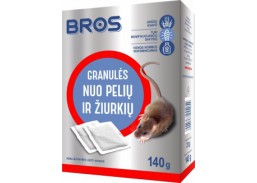 Sodo ir daržo prekės. Priemonės prieš kenkėjus. Priemonės prieš žiurkes, peles ir kurmius. Granulės nuo pelių ir žiurkių BROS 140 g 