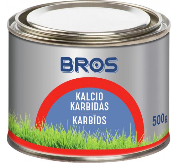 Sodo ir daržo prekės. Augalų apsaugos priemonės. Kenkėjų naikinimo priemonės. Granuliuotas kalcio karbidas BROS 500 g.