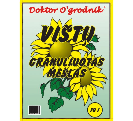 Sodo ir daržo prekės. Trąšos ir durpių substratai. Trąšos. Organinės trąšos. Granuliuotas vištų mėšlas 10l 