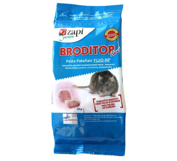 Sodo ir daržo prekės. Priemonės prieš kenkėjus. Priemonės prieš žiurkes, peles ir kurmius. Graužikų nuodai BRODITOP NEXT pastilės, 150 g.
