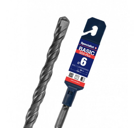 Darbo įrankiai. Įrankių priedai. Grąžtai betonui. SDS PLUS grąžtai. Grąžtas SDS+ BASIC 6x110/50mm 