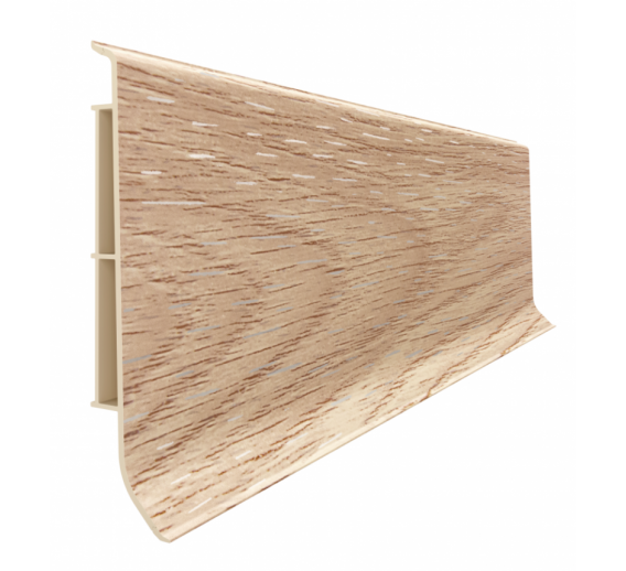 Vidaus apdailos prekės. Apdailos, sujungimo profiliai. Grindjuostės. Grindjuostės Vox Smart. Grindjuostė PVC Oak Adelaide Linela 410 200x8x1,6 
