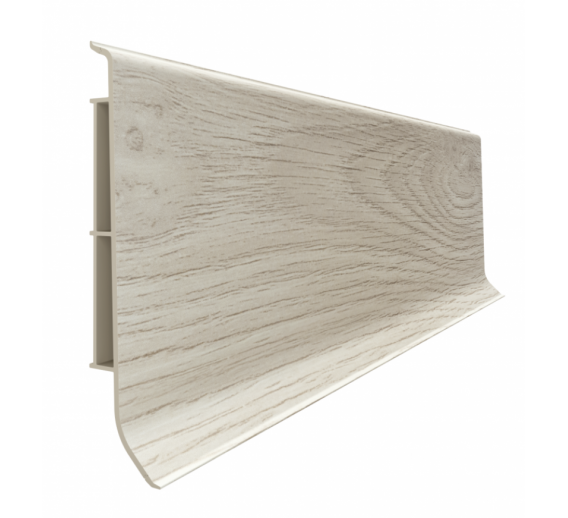 Vidaus apdailos prekės. Apdailos, sujungimo profiliai. Grindjuostės. Grindjuostės Vox Smart. Grindjuostė PVC Oak Brisbane Linela 408 200x8x1,6 