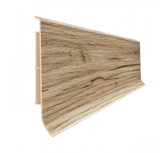 Vidaus apdailos prekės. Apdailos, sujungimo profiliai. Grindjuostės. Grindjuostės Vox Smart. Grindjuostė PVC Oak Wellington Linela 402 200x8x1,6 