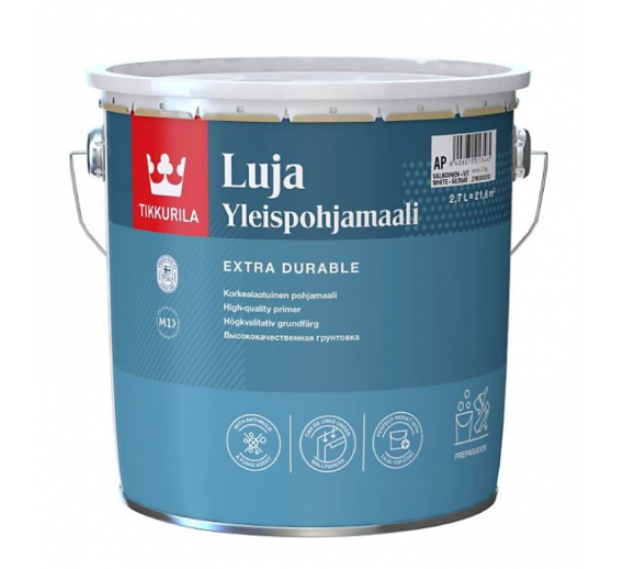 Dažai. Glaistas, gruntas, klijai, skiedikliai. Gruntai. Gruntas betonui, plokštėms. Gruntas Luja Universal Primer AP Tikkurila 2,7l 