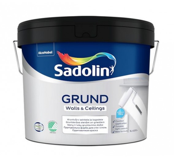 Dažai. Dažai, dažymo įrankiai, dažymo juostos. Specialios paskirties dažai. Gruntiniai dažai Sadolin GRUND 9l 