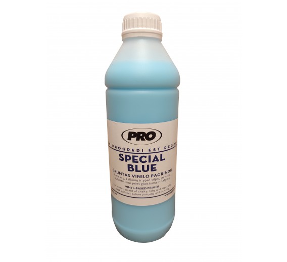 Dažai. Glaistas, gruntas, klijai, skiedikliai. Gruntai. Gruntas betonui, plokštėms. Gruntas vinilo pagrindu PRO Special BLUE 1l 