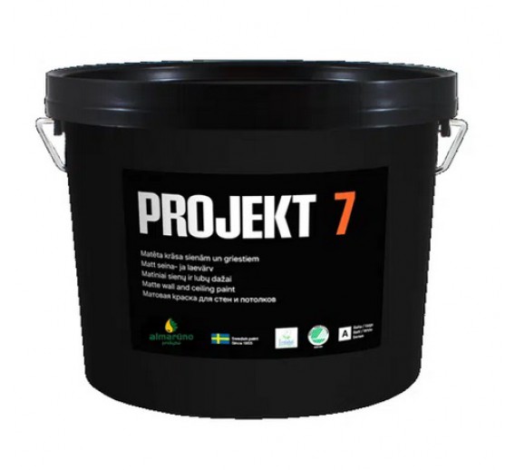 Dažai. Dažai, dažymo įrankiai, dažymo juostos. Vandeniniai dažai. HAGMANS Nordic PROJEKT 7A dažai sienoms A 16l 