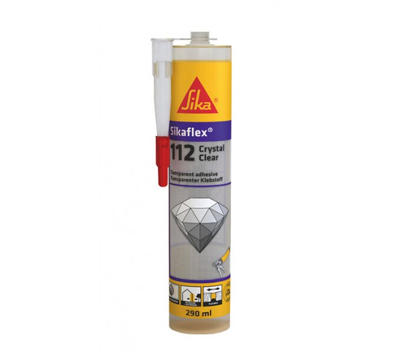 Dažai. Glaistas, gruntas, klijai, skiedikliai. Klijai. Hermetikas-klijai Sikaflex 112 Crysta Clear 290 ml 