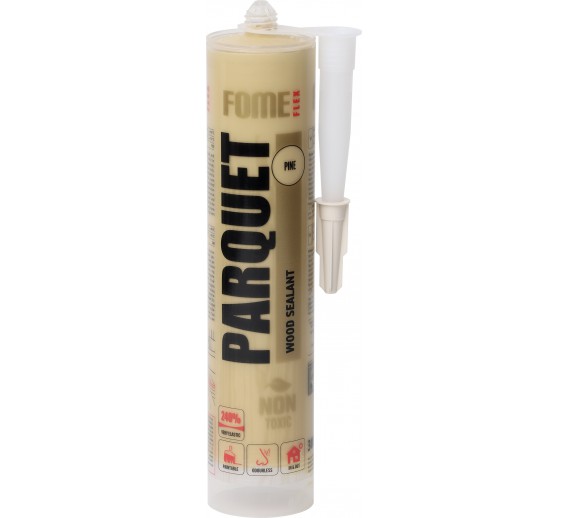 Vidaus apdailos prekės. Hermetikai, montavimo putos, sandarinimo juostos. Kiti hermetikai. Hermetikas medienai Parquet Fome Flex, pušis, 300 ml 