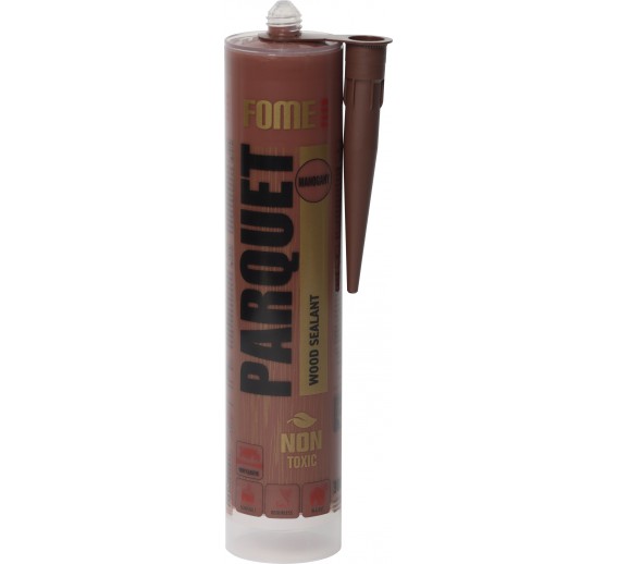 Vidaus apdailos prekės. Hermetikai, montavimo putos, sandarinimo juostos. Kiti hermetikai. Hermetikas medienai Parquet Fome Flex, raudonmedžio sp., 300 ml 