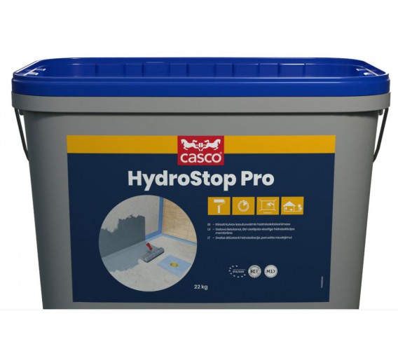 Statybinės medžiagos. Hidroizoliacinės medžiagos. Hidroizoliacinės mastikos ir mišiniai. Hidroizoliacija Casco Hydro Stop Pro 22kg 
