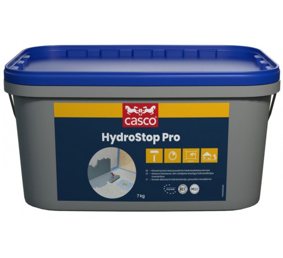 Statybinės medžiagos. Hidroizoliacinės medžiagos. Hidroizoliacinės mastikos ir mišiniai. Hidroizoliacija Casco Hydro Stop Pro 7kg 