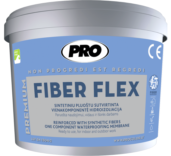 Statybinės medžiagos. Hidroizoliacinės medžiagos. Hidroizoliacinės mastikos ir mišiniai. Hidroizoliacija PRO FIBER FLEX 3,5 kg 