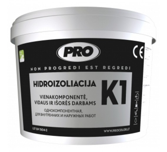 Statybinės medžiagos. Hidroizoliacinės medžiagos. Hidroizoliacinės mastikos ir mišiniai. Hidroizoliacija PRO K1 1 kg 