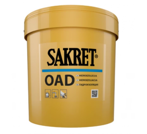 Statybinės medžiagos. Hidroizoliacinės medžiagos. Hidroizoliacinės mastikos ir mišiniai. Hidroizoliacija SAKRET OAD 20 kg 
