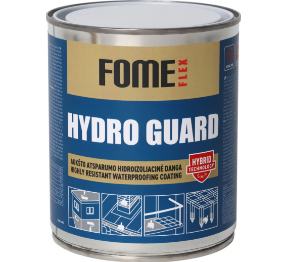 Statybinės medžiagos. Hidroizoliacinės medžiagos. Hidroizoliacinės mastikos ir mišiniai. Hidroizoliacinė danga Fome Flex HYDROGUARD SMP 1kg