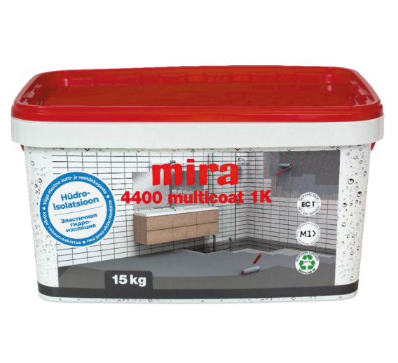 Statybinės medžiagos. Hidroizoliacinės medžiagos. Hidroizoliacinės mastikos ir mišiniai. Hidroizoliacinė mastika Mira 4400 15kg 