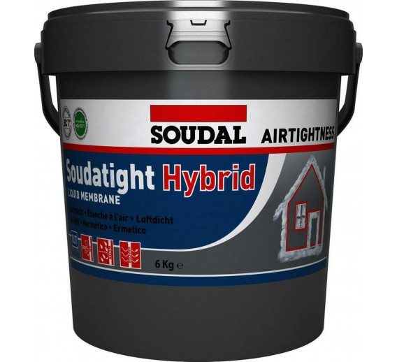 Statybinės medžiagos. Hidroizoliacinės medžiagos. Hidroizoliacinės mastikos ir mišiniai. Hidroizoliacinė mastika SOUDAL SOUDATIGHT Hybrid pilka 6 kg 
