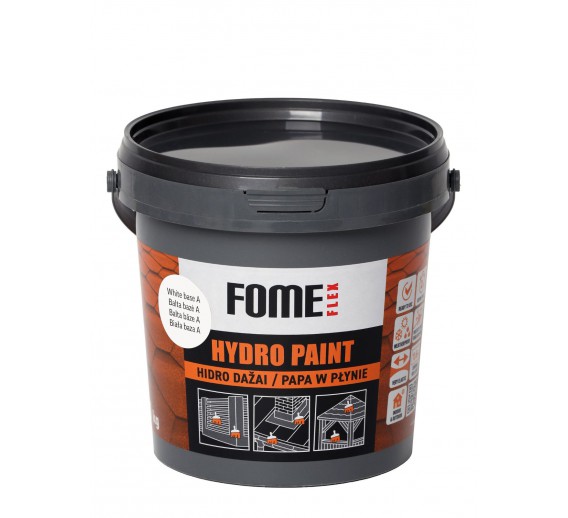 Statybinės medžiagos. Hidroizoliacinės medžiagos. Hidroizoliacinės mastikos ir mišiniai. Hidroizoliaciniai dažai Fome Flex Hydro Paint balta bazė A 1kg