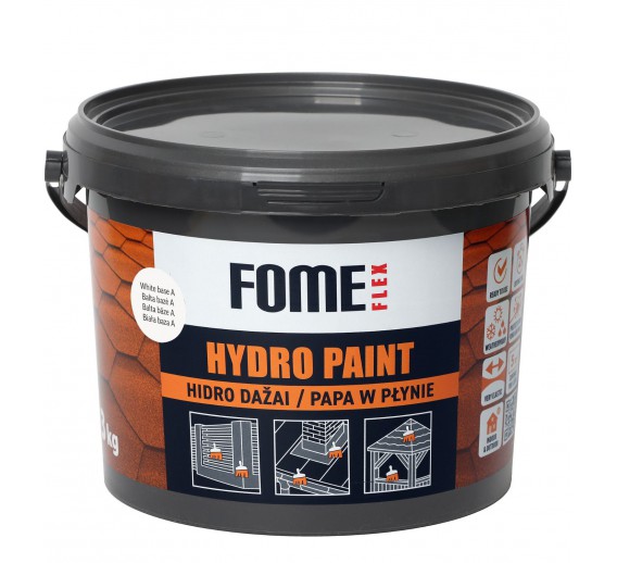 Statybinės medžiagos. Hidroizoliacinės medžiagos. Hidroizoliacinės mastikos ir mišiniai. Hidroizoliaciniai dažai Fome Flex Hydro Paint balta bazė A 3kg