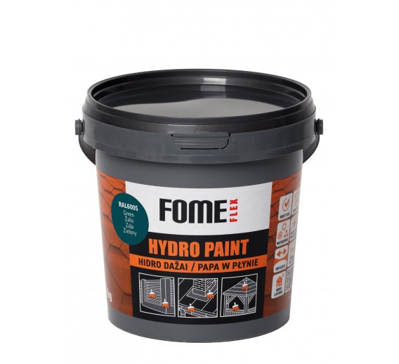 Statybinės medžiagos. Hidroizoliacinės medžiagos. Hidroizoliacinės mastikos ir mišiniai. Hidroizoliaciniai dažai Fome Flex Hydro Paint RAL6005 1kg